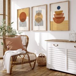 Orange, Yellow Nursery Rainbow Geometric Wall Art