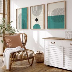 Set of 3 Prints Boho Green Wall Art