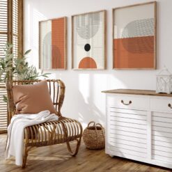 Orange Wall Art Set, Set of 3 Prints