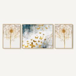 Golden Dandelion Butterfly, Set Of 3