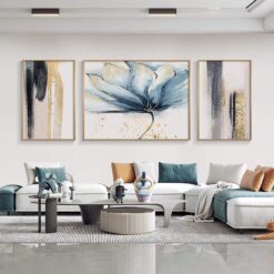 Blue Gold Flowers Art