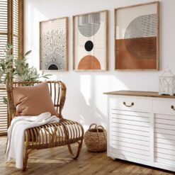 Set of 3 Prints Boho brown Wall Art Set