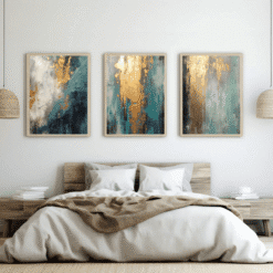 Ensemble d'art mural bleu sarcelle d'or