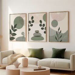 Art murales vert sauge bohème