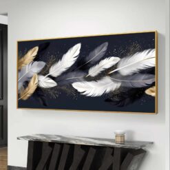 Art mural avec plumes abstraites