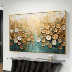 Art murale moderne en  fleur or