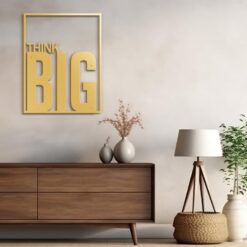 «Think+Big»+ +Sculpture+murale+dimensionnelle+en+fer+noire+et+dorée,+décoration+murale+moderne 2