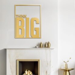 «Think+Big»+ +Sculpture+murale+dimensionnelle+en+fer+noire+et+dorée,+décoration+murale+moderne