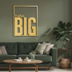 «Think+Big»+ +Sculpture+murale+dimensionnelle+en+fer+noire+et+dorée,+décoration+murale+moderne.jpg