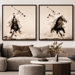 Intérieur moderne avec scènes équestres